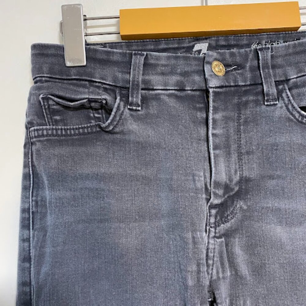 7 For All Mankind The High Waist Washed Black Women's Ankle Skinny Jeans Size 27 - Picture 4 of 12